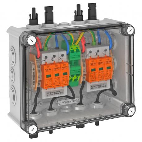 Generatoranschlusskasten Typ 1+2 mit MC4-Stecker für 2 x 1 String