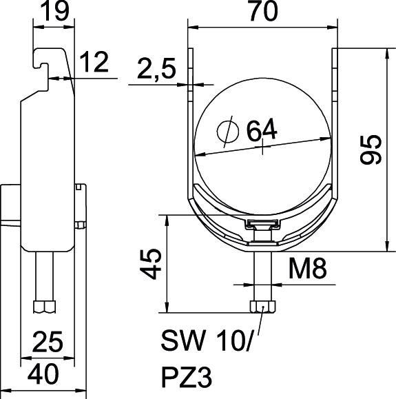 OBO BETTERMANN 1174509 2056U-E28 FT Bügelschelle U-Fuß 3