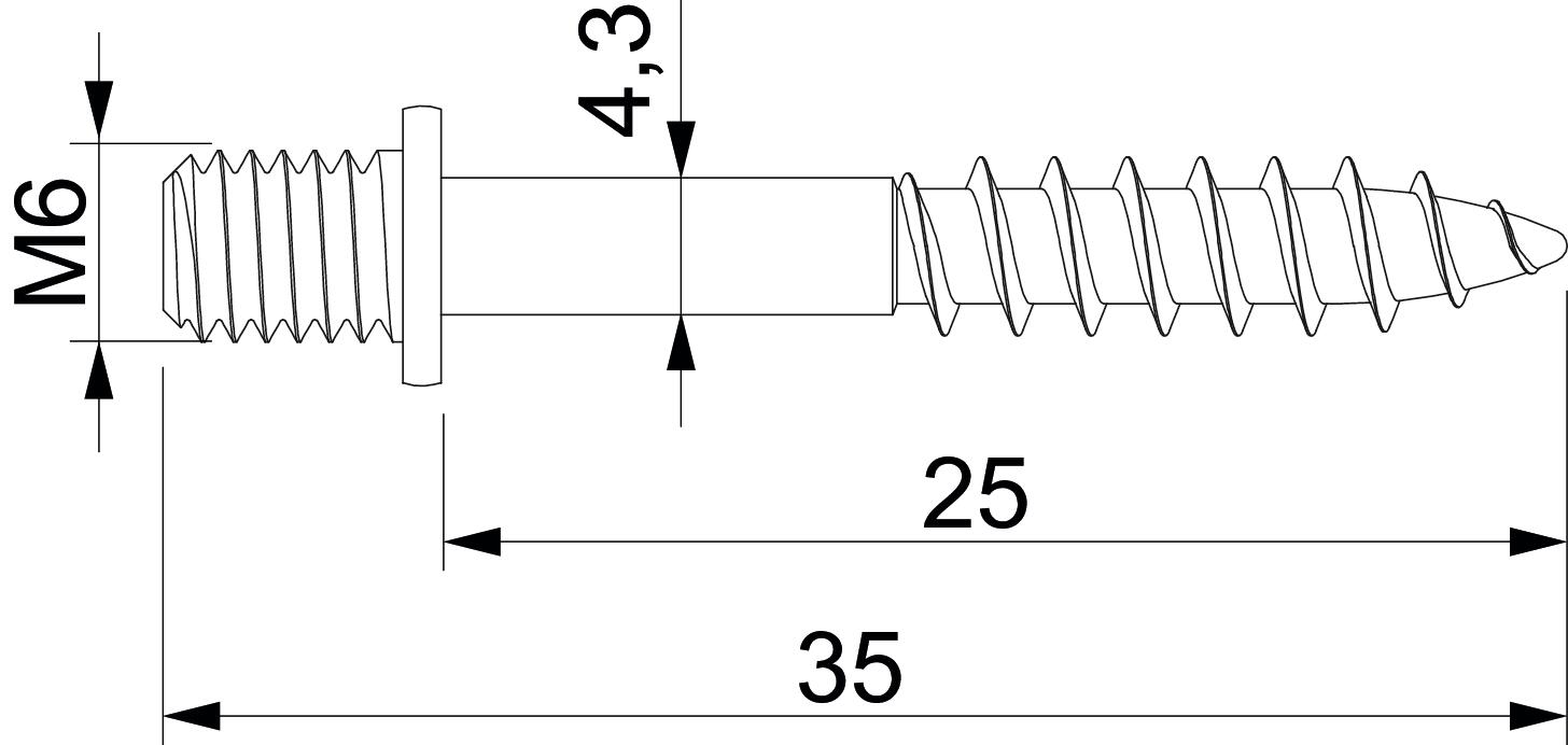 Schraubdübel mit M6-Gewinde 25 | 4,3 | OBO 