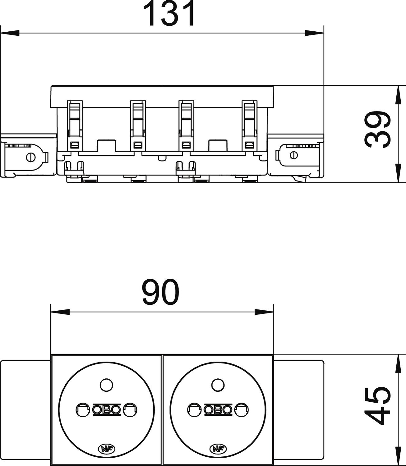 Odace Doppelsteckdose RJ45, Anthrazit, Ohne Stecker, 7,5 X 7,5 X 2,3 Cm